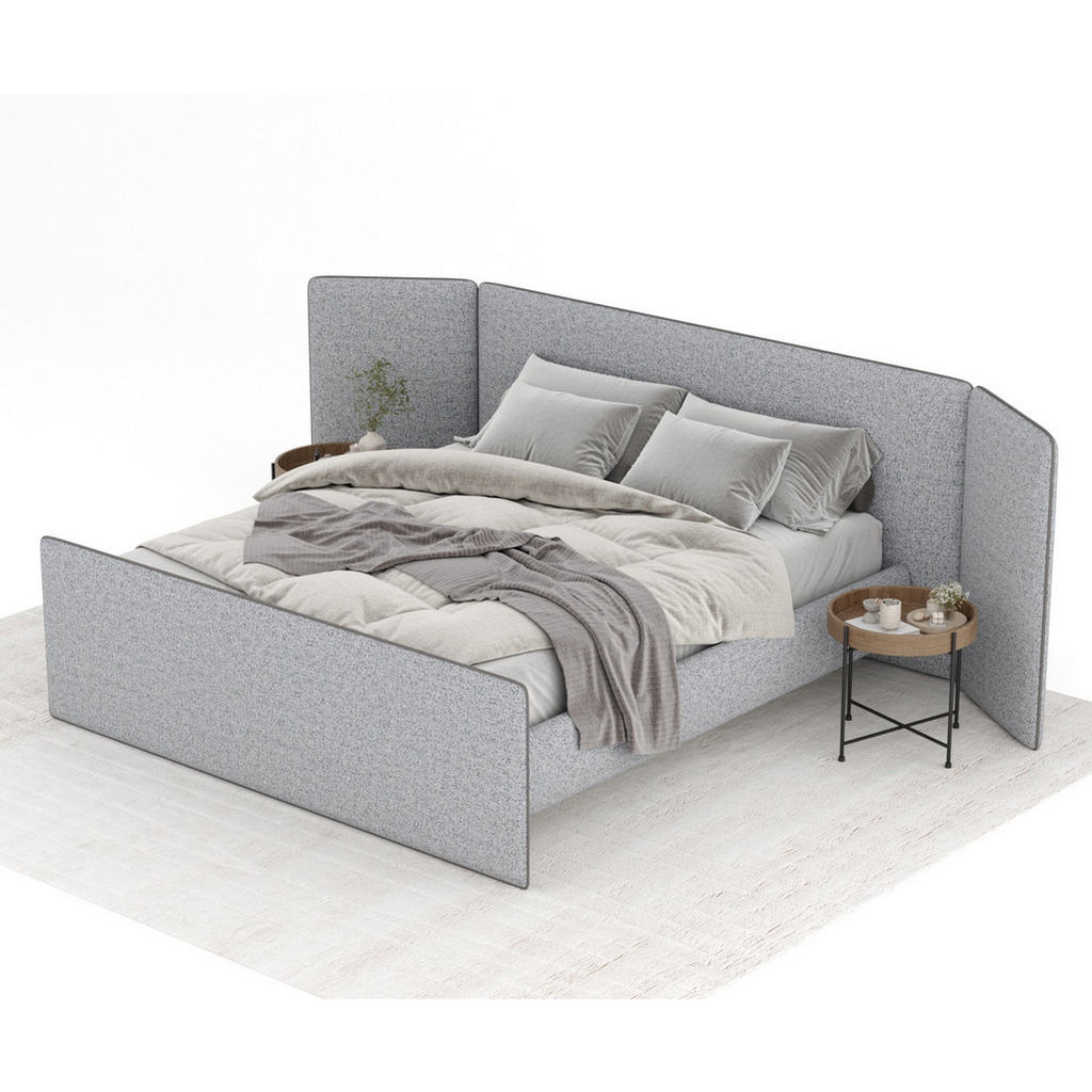 Thumbnail - Maison de Reve Polsterbett, Grau, Textil, Buche, Kiefer, 140x200 cm, FSC 100%, Made in EU, Schlafzimmer, Betten, Polster...