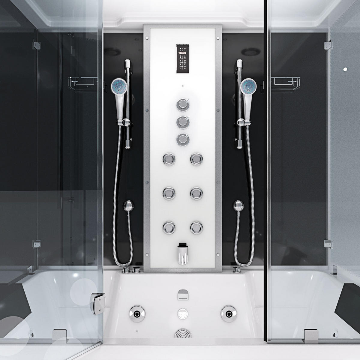 DAMPFDUSCHE Whirlpool K80-SW-TH-A - Schwarz, Glas/Kunststoff (100/180/228cm) - AcquaVapore by Sandra Jentho