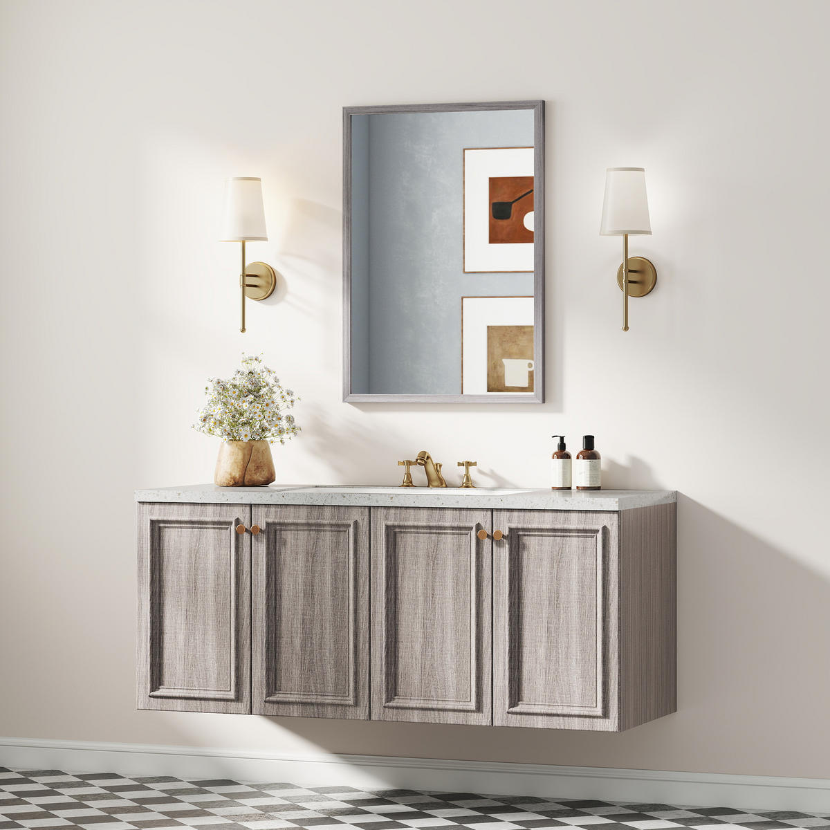 WANDSPIEGEL MDF Glas Grau - Grau, Glas/Holzwerkstoff (2/70/50cm) - HOMCOM