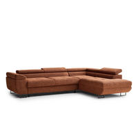 ECKSOFA Concord Kupferfarbe Chenille-Stoff - Rechts Seite - Schwarz/Kupferfarben, Holz/Holzwerkstoff (277/203cm) - Maison de Reve