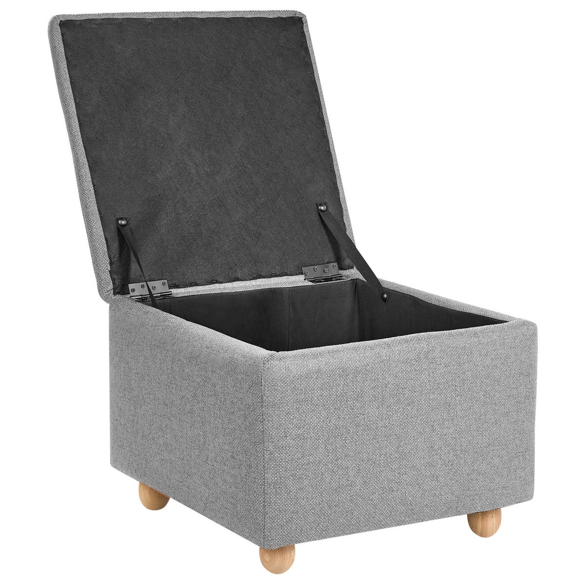 POUF mit Stauraum Stoff Hellgrau Ferndale - Hellgrau, Metall (60/46/60cm) - Beliani