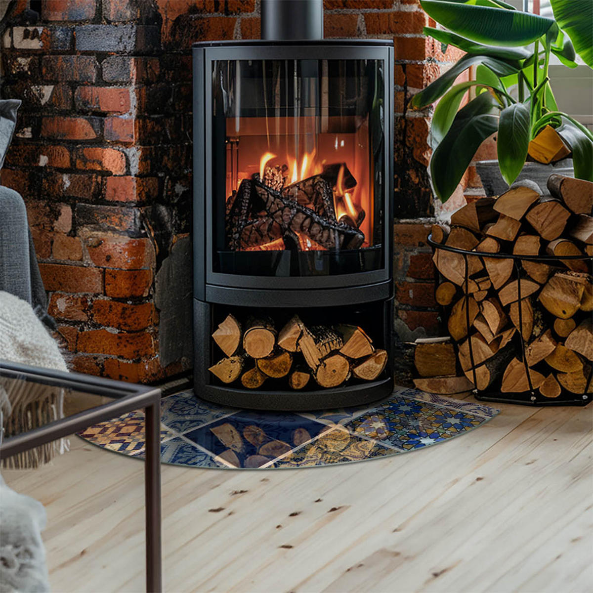 GLASPLATTE für Kamin 100x100 cm Blau - Blau, Glas (100/100/0.4cm) - ArtPrintCave