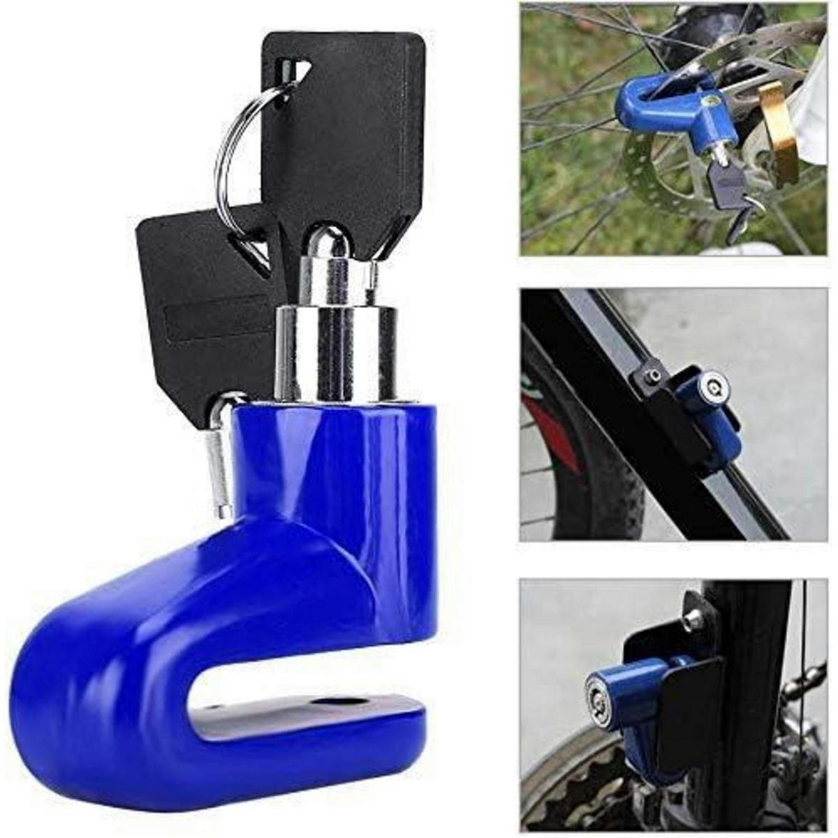 FAHRRADSCHLOSS Scheibenschloss Blau mit Halter - Blau, Metall (6/4/7cm)