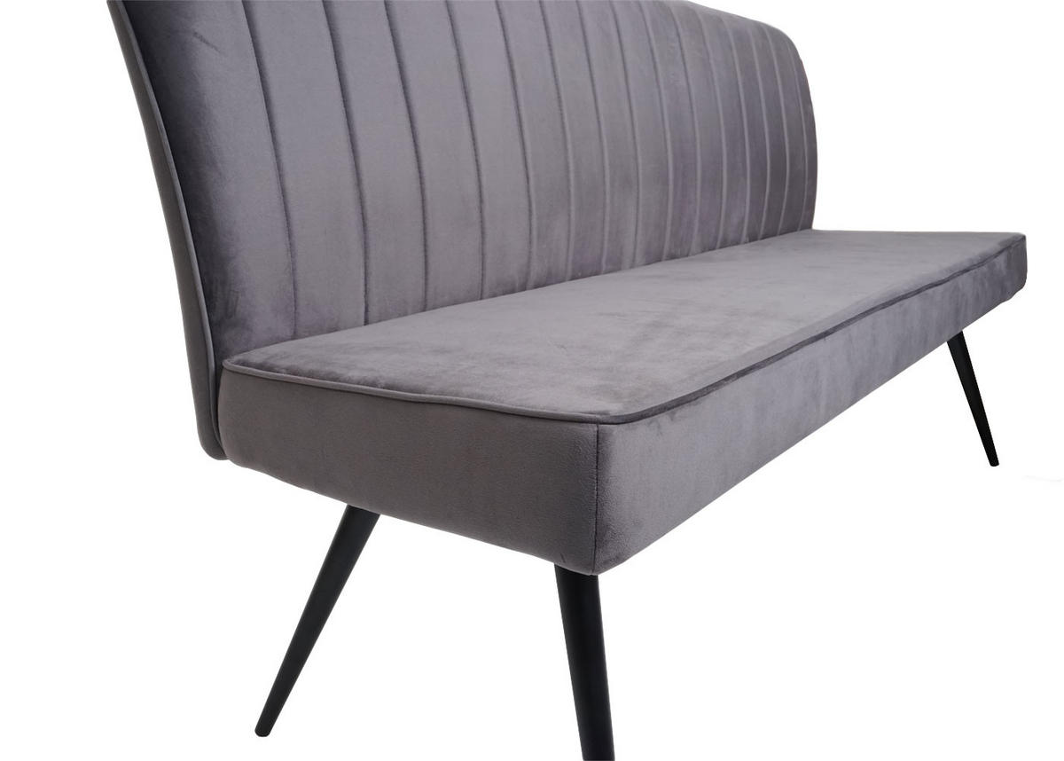 SITZBANK 90x160x60cm Sitzhöhe 48cm Rückenlehne Samt Metall 160cm Dunkelgrau - Dunkelgrau, Textil (160/90/60cm) - BERLINLODGE