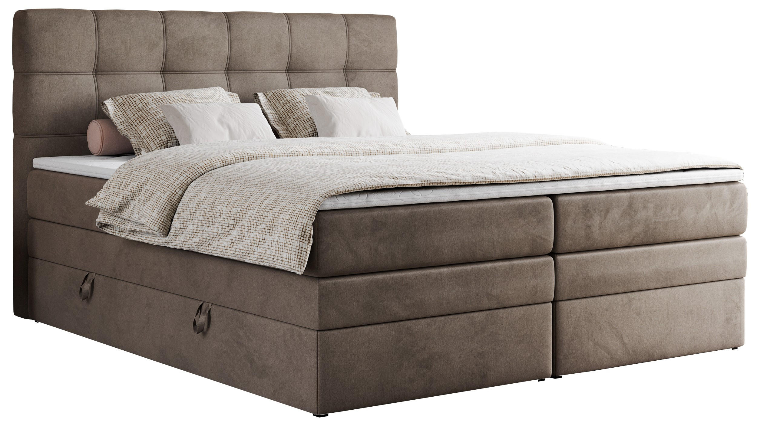 BOXSPRINGBETT ERNI KING 120/200 Braun Velvet - H3 - Braun, Holz/Textil (120/200cm) - MKS