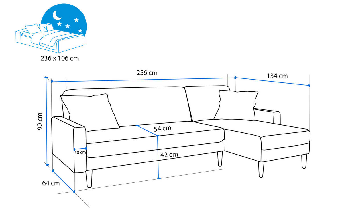 ECKSOFA mit Schlaffunktion L-Form, Beige - Beige, Holzwerkstoff/Textil (256/134cm) - Idohome