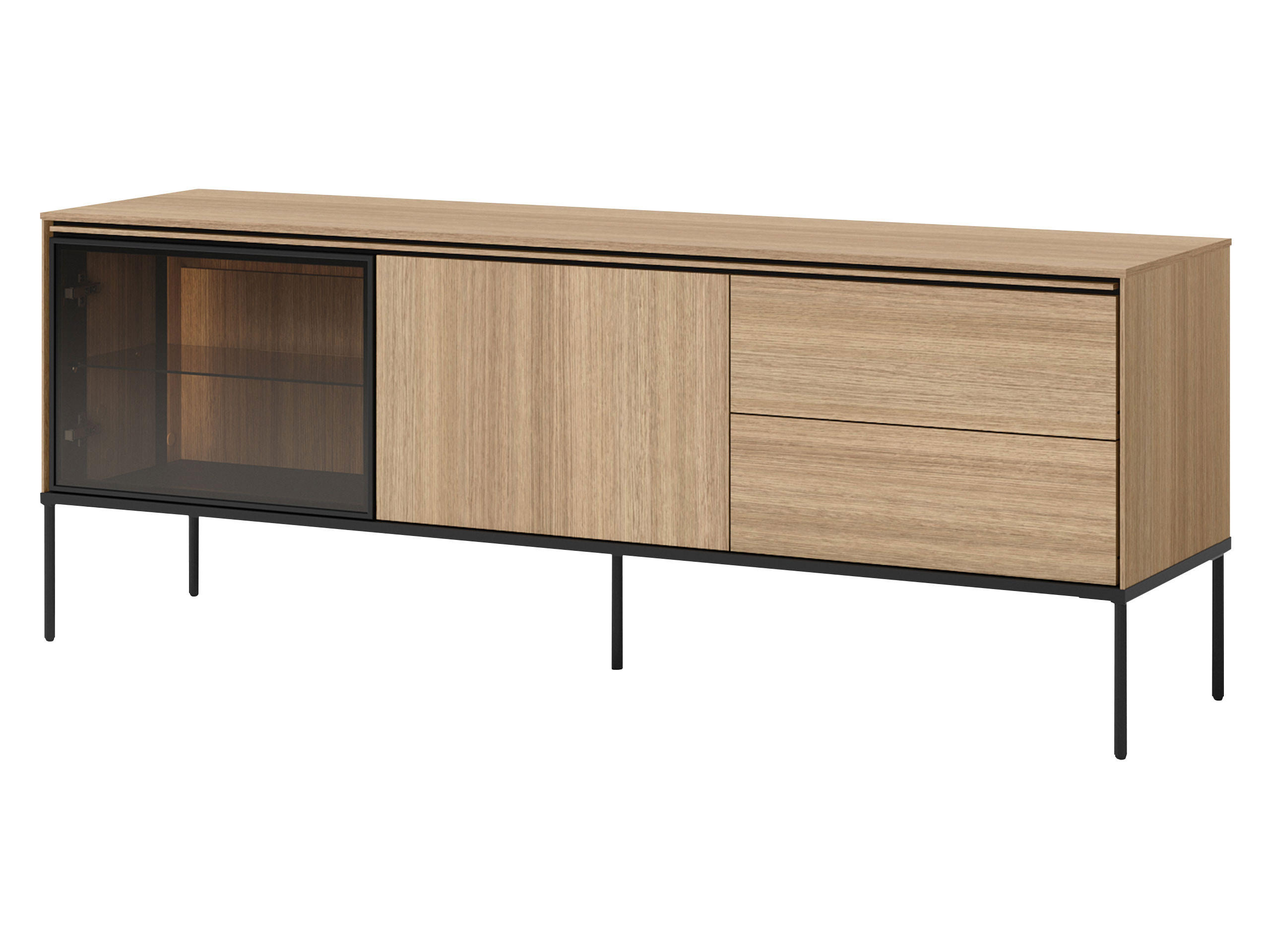TV-LOWBOARD 1D1W2S 167 Visso VI-07 - Eichefarben/Schwarz, Holzwerkstoff/Metall (167/62/41cm) - MIRJAN24