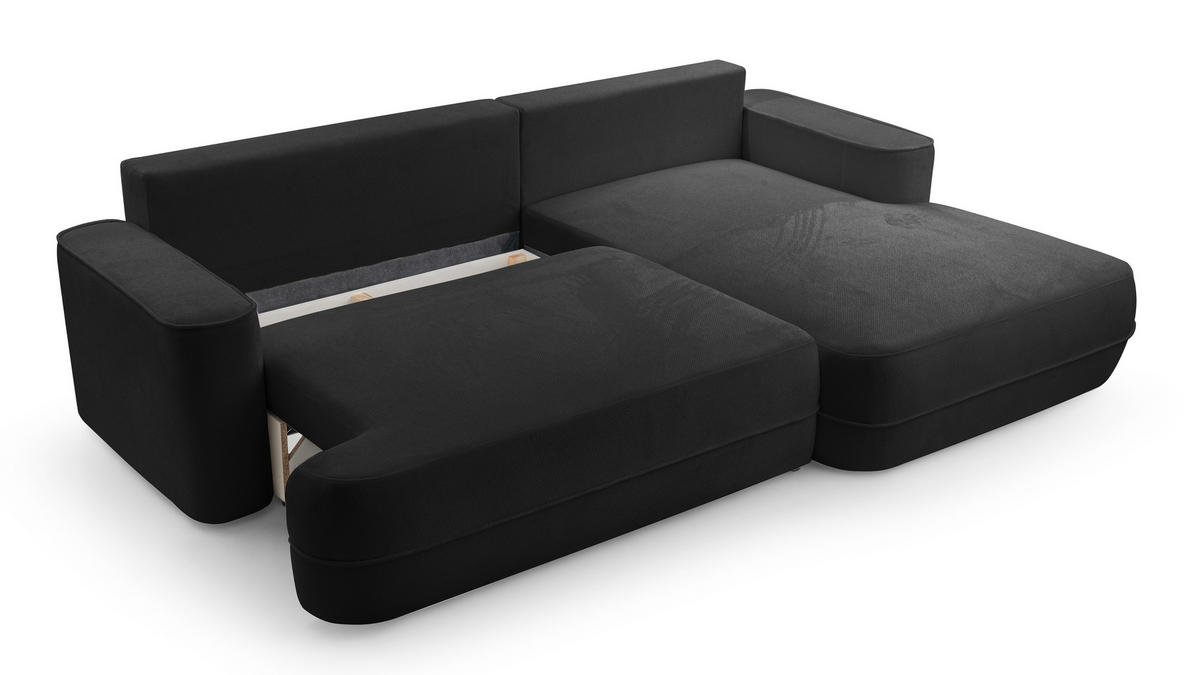 ECKCOUCH L Form Peoni Schwarz 267/168/87 cm mit Schlaffunktion R - Schwarz, Kunststoff/Textil (267/168cm) - AX Living
