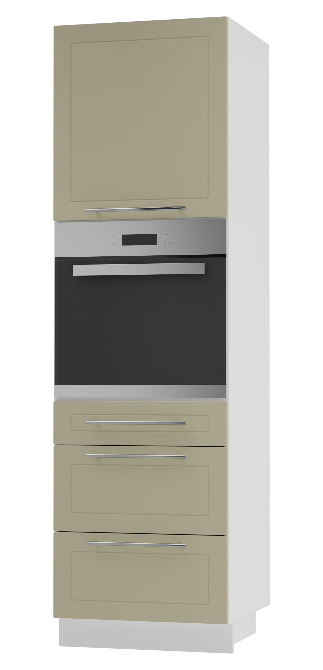 BACKOFEN-HOCHSCHRANK Kvantum D14/RU/3M Vanille Matt / Weiß Matt 60 / 59 / 207cm - Creme/Weiß, Holz/Holzwerkstoff (60/207/59cm) - Feldmann-Wohnen