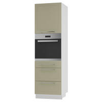 BACKOFEN-HOCHSCHRANK Kvantum D14/RU/3A Vanille Matt / Weiß Matt 60 / 59 / 207cm - Creme/Weiß, Holz/Holzwerkstoff (60/207/59cm) - Feldmann-Wohnen