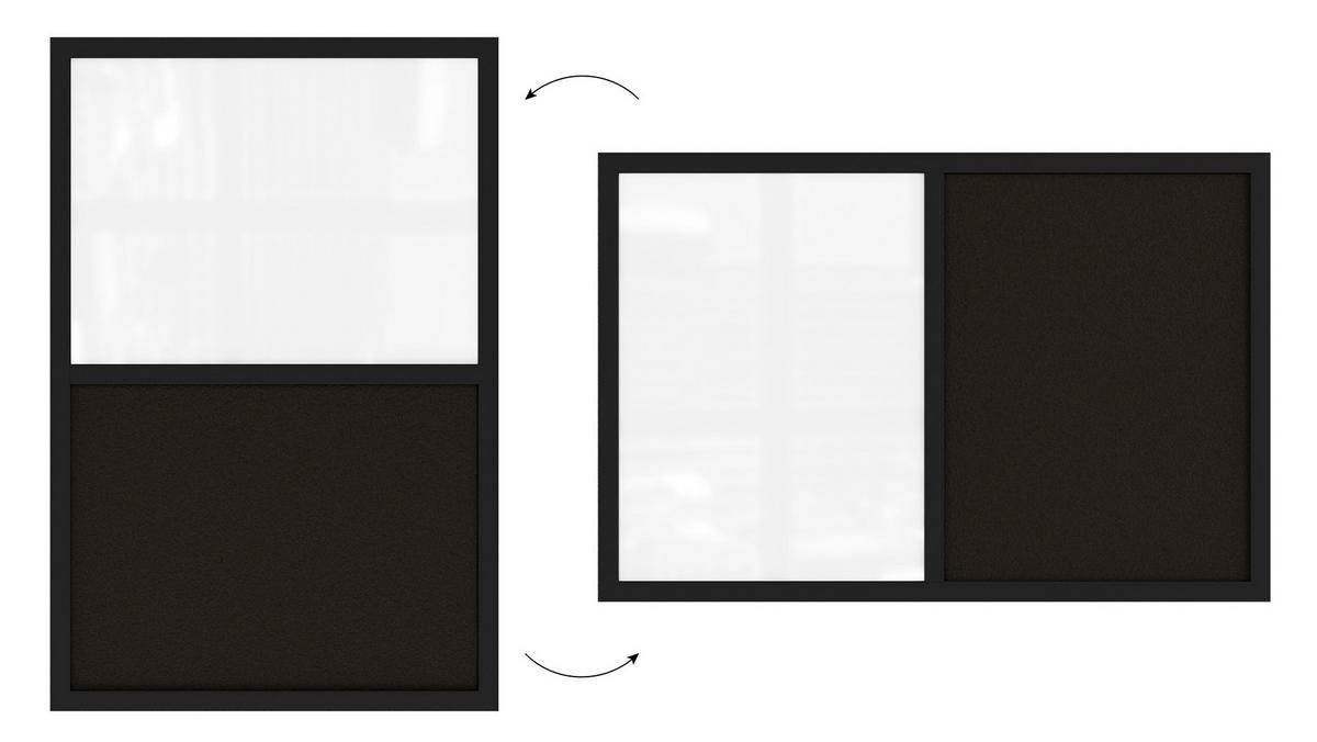 KOMBITAFEL 2 in 1 Whiteboard und Kork 60x40 mit schwarz lackietem Holzrahmen - Schwarz/Weiß, Holz (60/40/0.7cm) - ALLboards