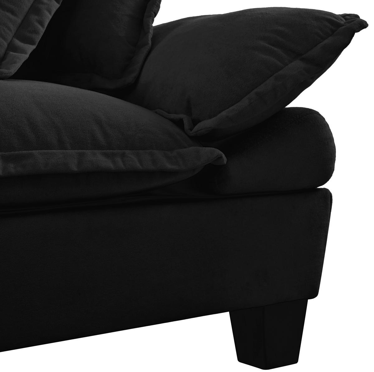 ECKSOFA mit Ottomane 263 x 151 x 90 cm Schwarz - Schwarz, Holz (151/263cm) - Meubliv