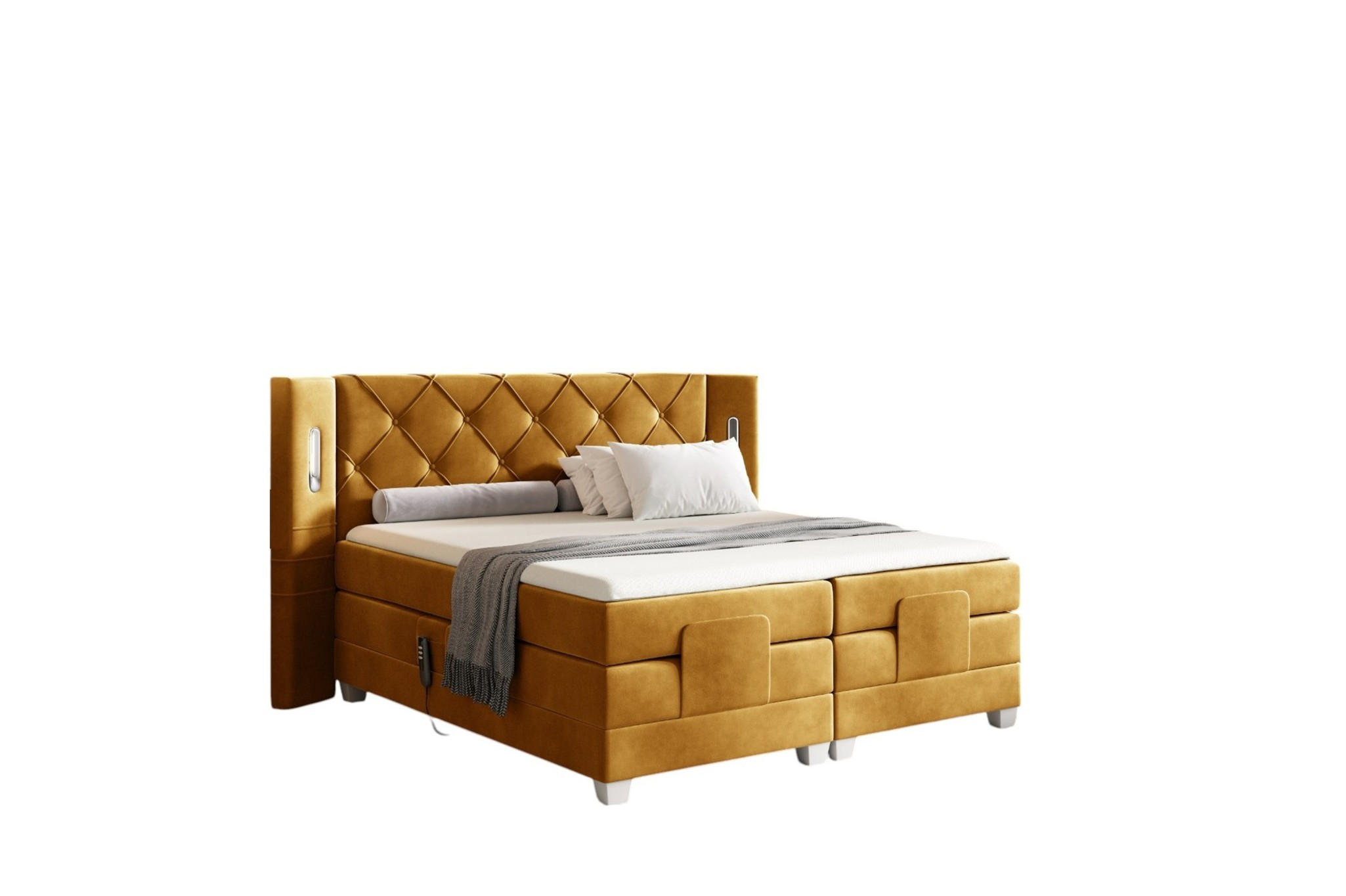 BOXSPRINGBETT Elektrisch Steve - Gelb, Holzwerkstoff/Textil (180/200cm) - Fun Möbel
