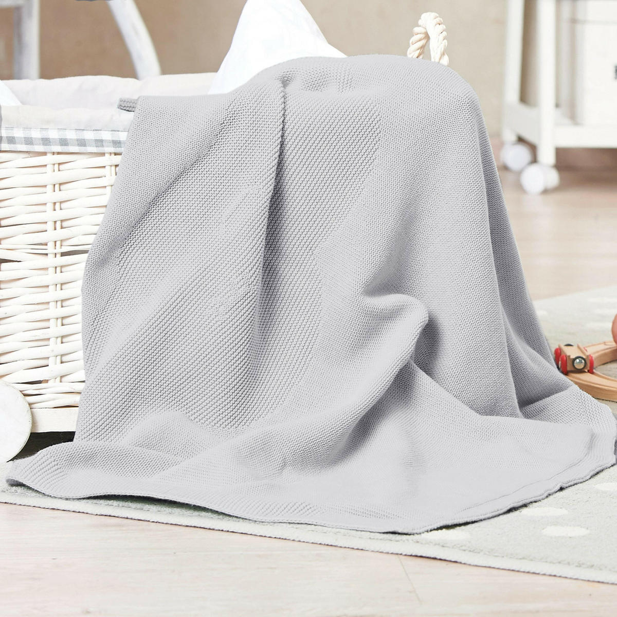 BABYDECKE Wolke Grau - Grau, Textil (70/100cm) - nordic coast company