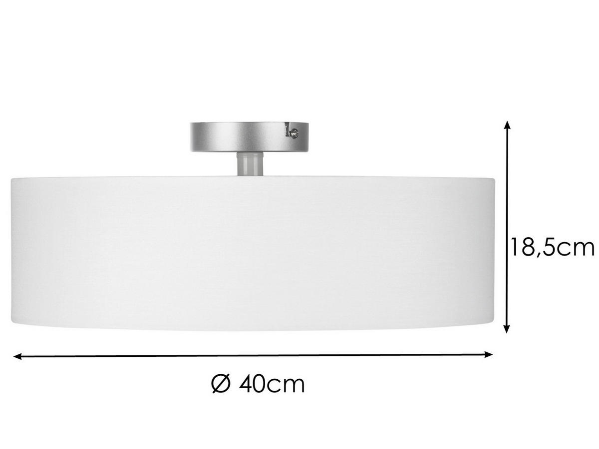 DECKENLAMPE Ø40cm, Lampenschirm Stoff Weiß - Weiß, Textil (40/40/19cm) - meineWunschleuchte