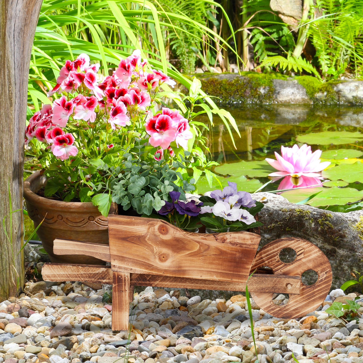 PFLANZSCHUBKARRE - Braun, Holz (47/19/15cm) - Relaxdays