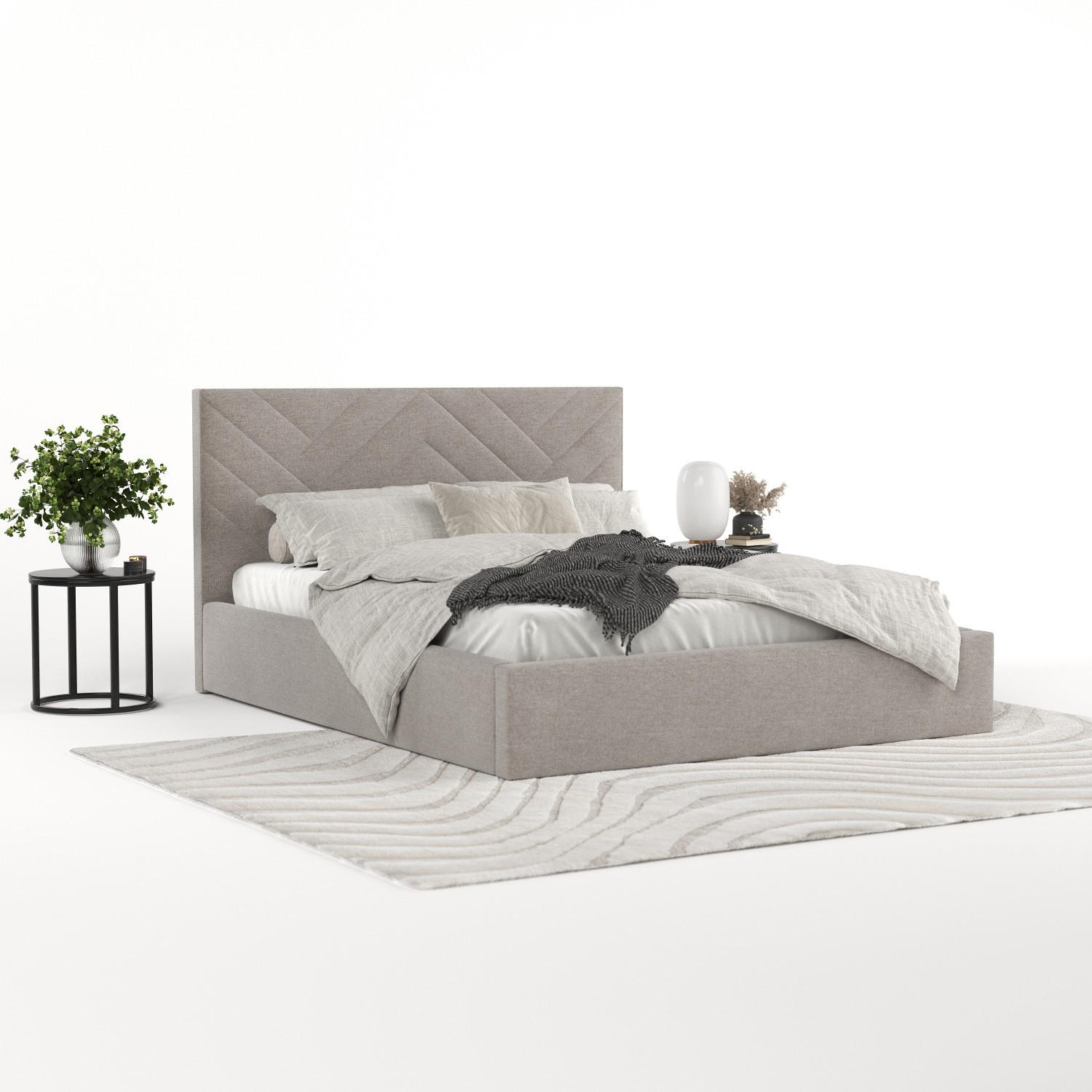 POLSTERBETT Arco 140/200 cm Beige im Asti Stoff - Beige/Schwarz, Holz/Holzwerkstoff (140/200cm) - AltaBeds