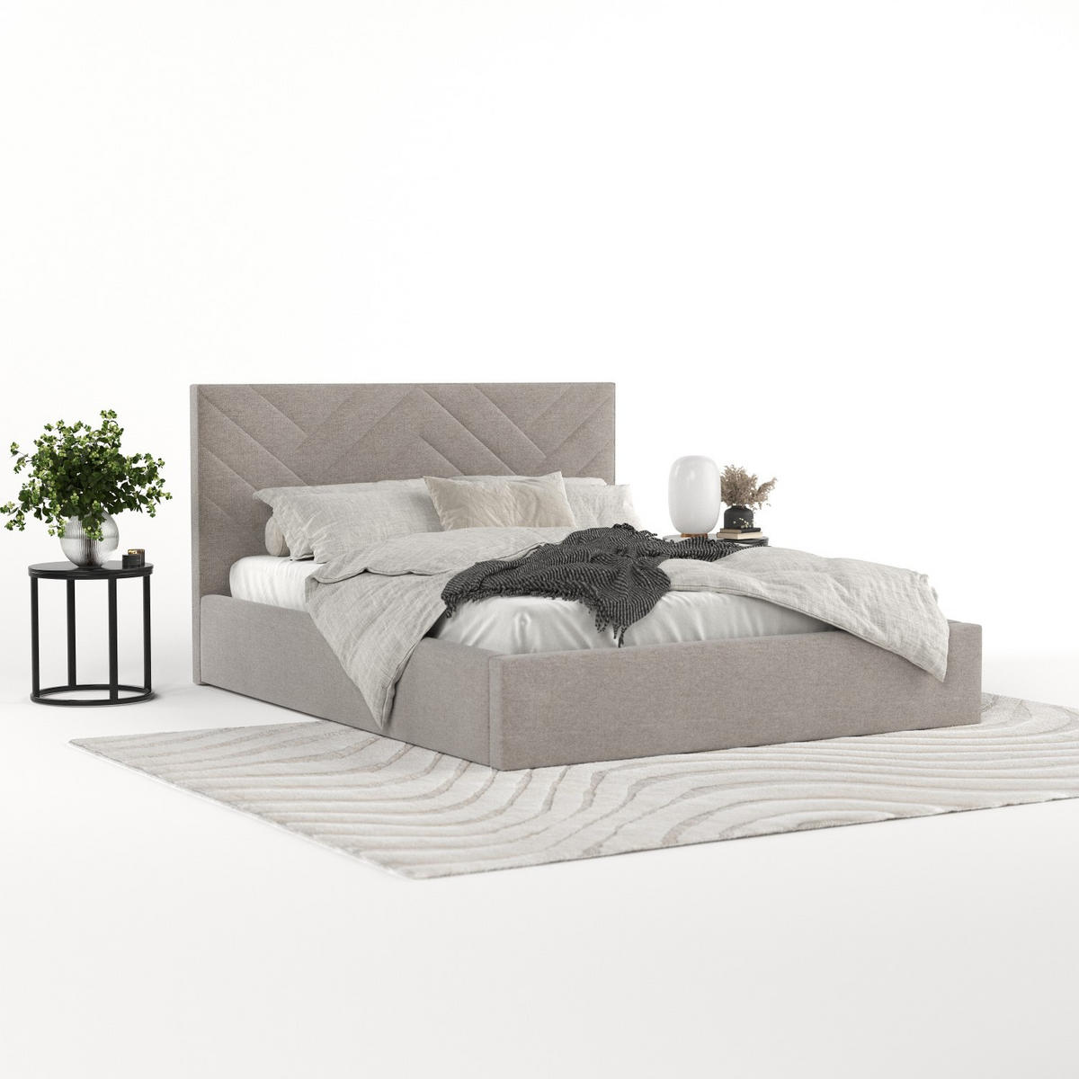 POLSTERBETT Arco 140/200 cm Beige im Asti Stoff - Beige/Schwarz, Holz/Holzwerkstoff (140/200cm) - AltaBeds