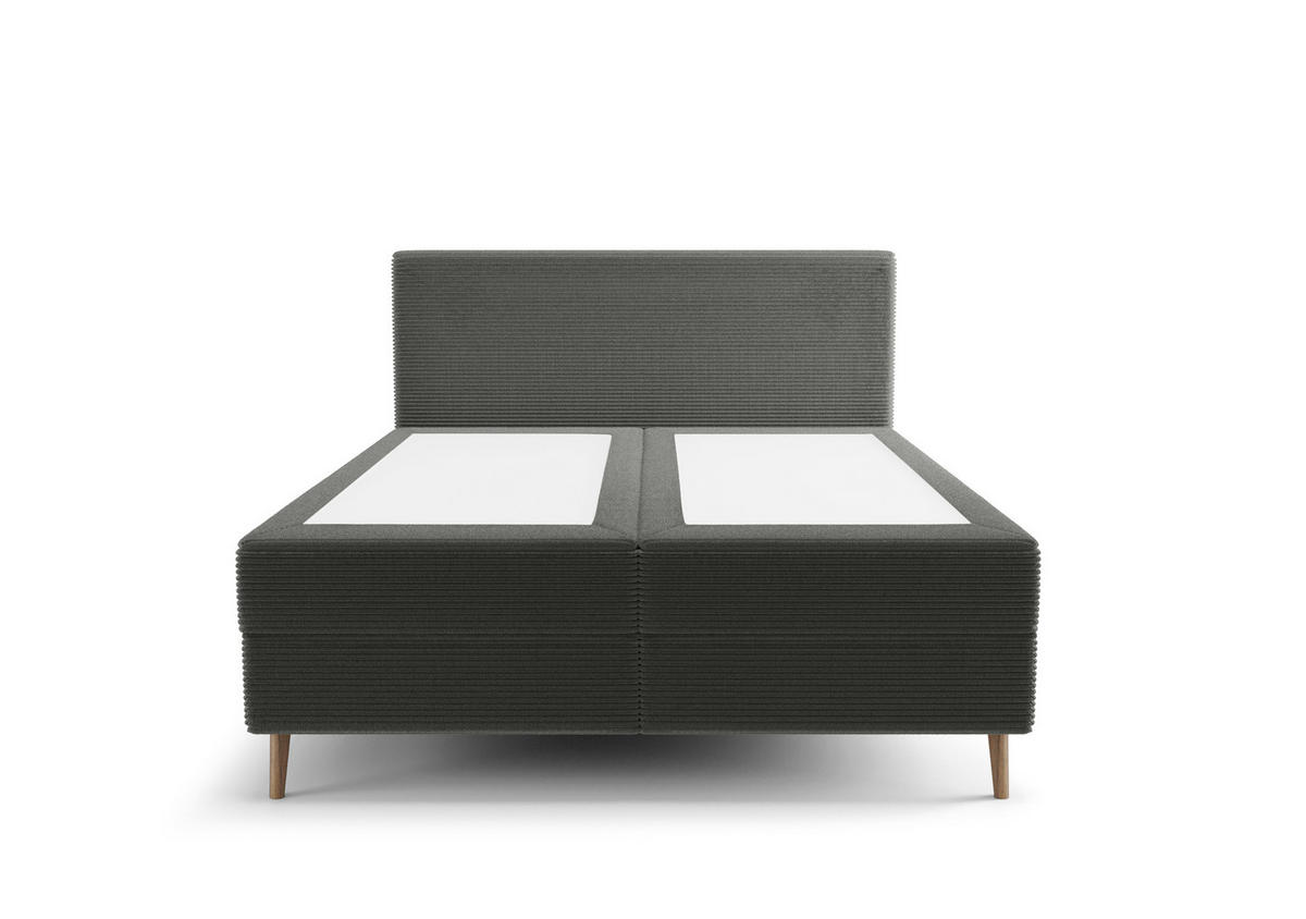 BOXBETT NARA mit Matratze H3, Bonell und Topper 180x200 POSO 115 - Dunkelgrau, Textil (180/200cm) - Bedante