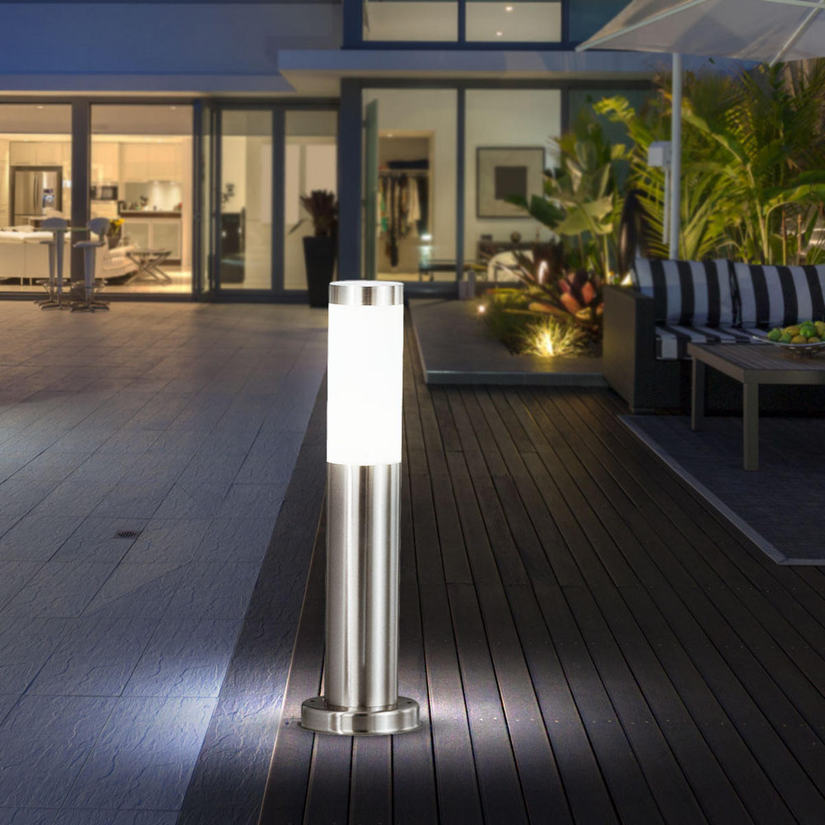 LED WEGELEUCHTE Edelstahl Silber - Silberfarben, Metall (12.7/12.7/45cm)