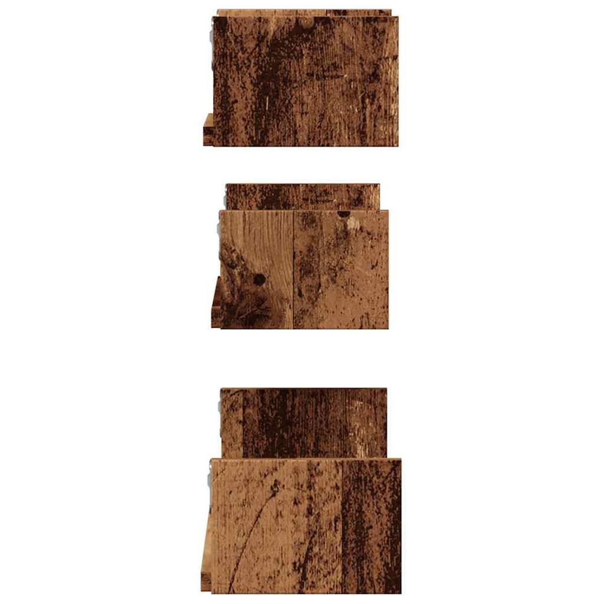 WANDREGALESET 3-tlg. 30-60/15/10 cm aus Holzwerkstoff Altholz-Optik - Graubraun, Holz (60/10/15cm) - vidaXL