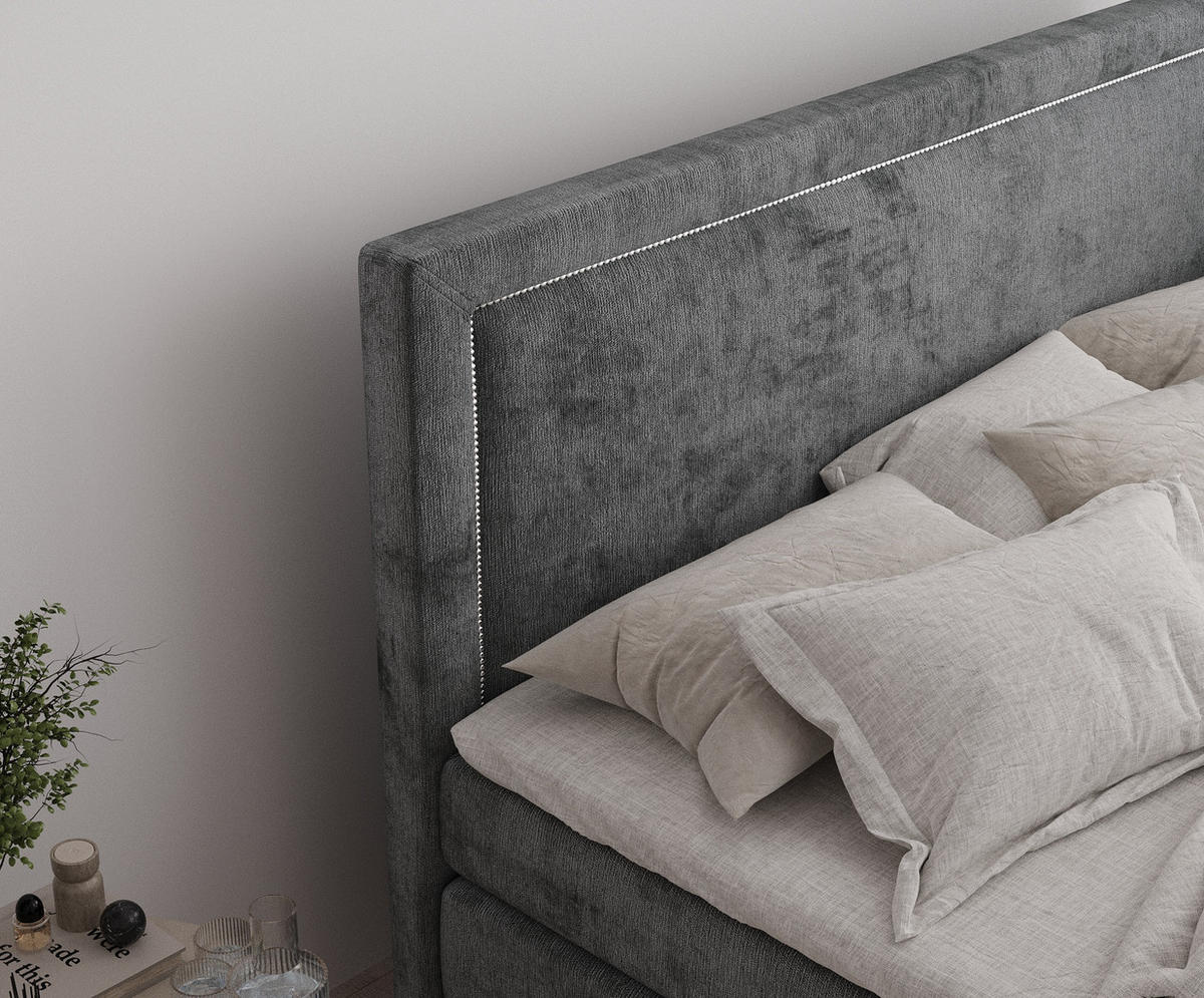 BOXSPRINGBETT Lavenda Anthrazit 180/200 cm - Anthrazit/Schwarz, Holz/Holzwerkstoff (180/200cm) - Maison de Reve