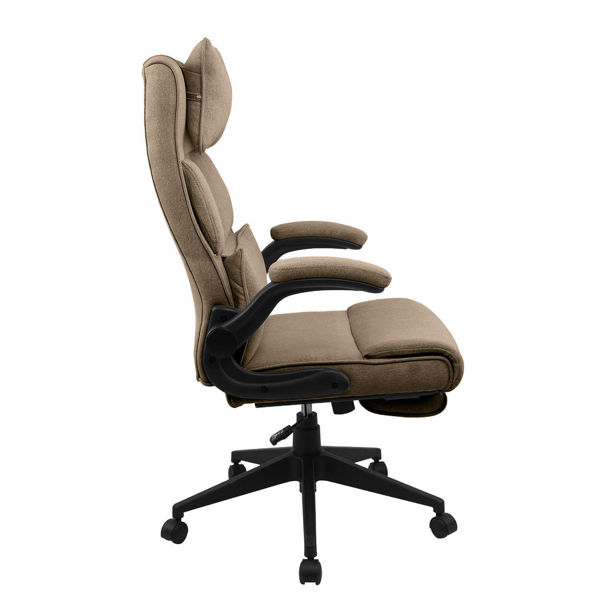 BÜRODREHSTUHL mit Fußablage - Webstoff / Eisen - Schwarz/Braun, Textil/Metall (68/100/71cm) - home24