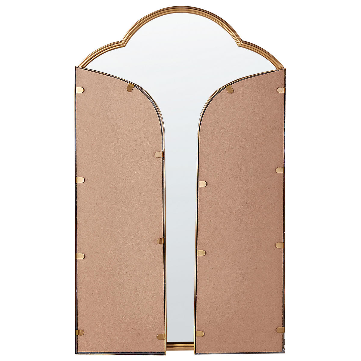 WANDSPIEGEL Gold Metall Dreifaltig 87/77 cm Savilly - Goldfarben, Metall (87/77/2cm) - Beliani