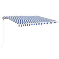 MARKISE Automatisch Einziehbar 450x350 cm Blau und Weiß - Blau, Metall (450/350/450cm) - furnicato