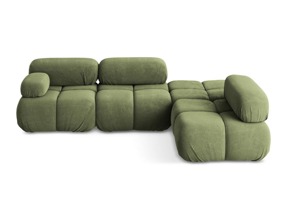 ECKSOFA Rechts Chenille Stoff Grün - Schwarz/Grau, Kunststoff/Textil (285/190cm) - Makamii