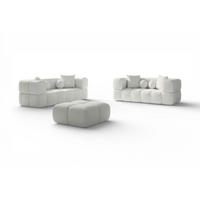 SOFASET Vega 3-2 Inkl. Hocker - Weiß, Holzwerkstoff/Textil (250/77/103cm) - Fun Möbel