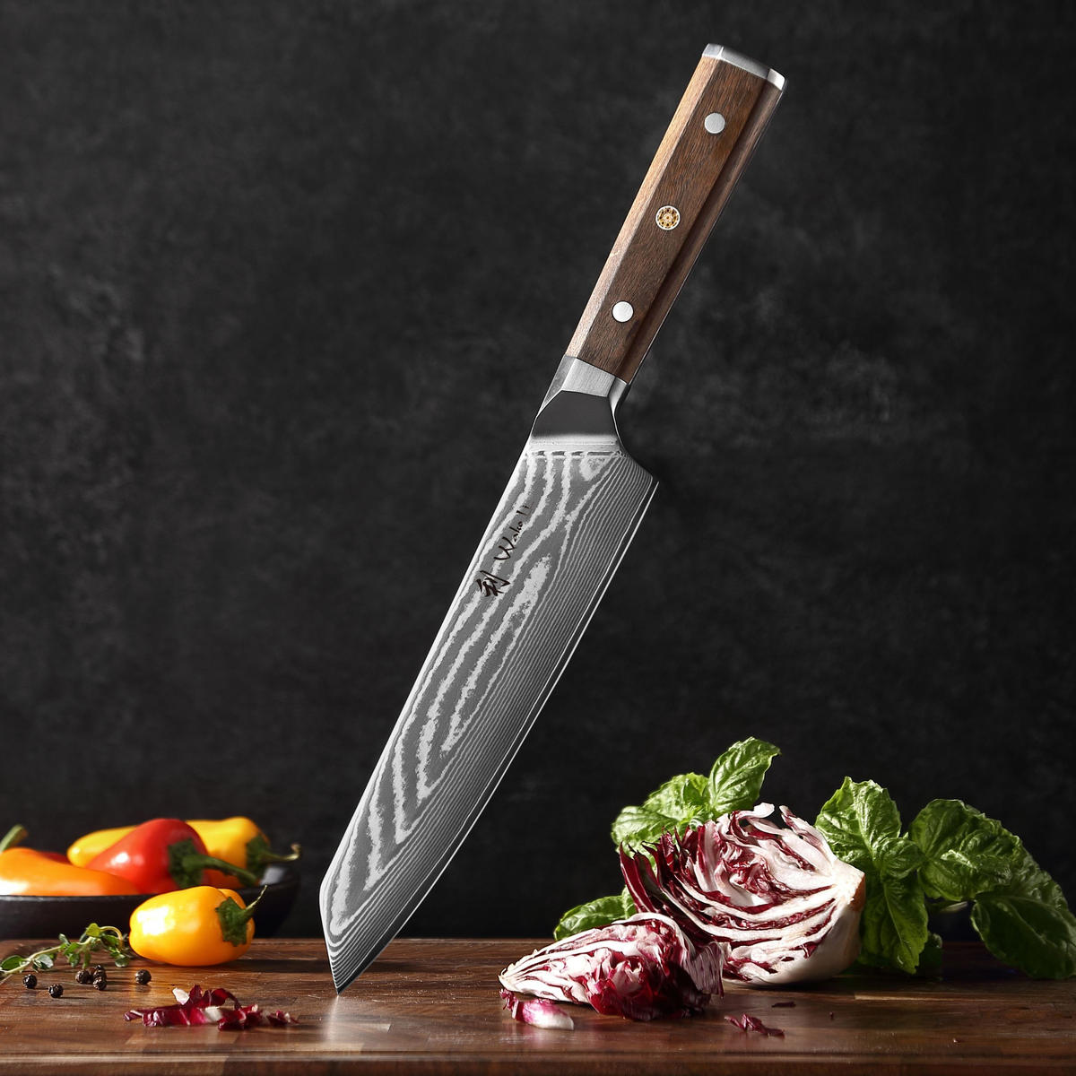 KIRITSUKEMESSER 20 cm - Nussbaumfarben, Holz/Metall (34cm) - Wakoli