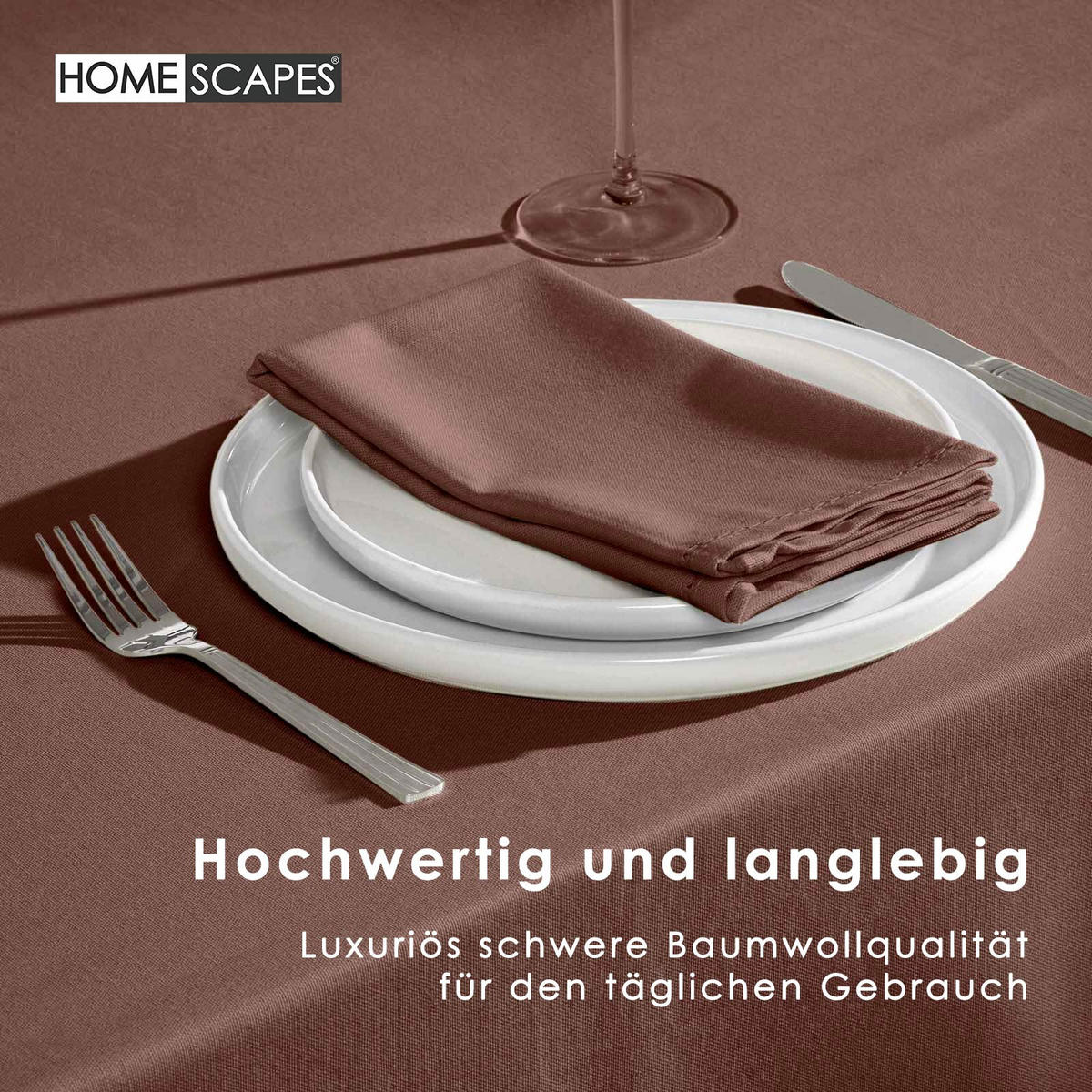 TISCHDECKE braun 137/137 cm, 100% Baumwolle - Braun, Textil (137/137cm) - Homescapes