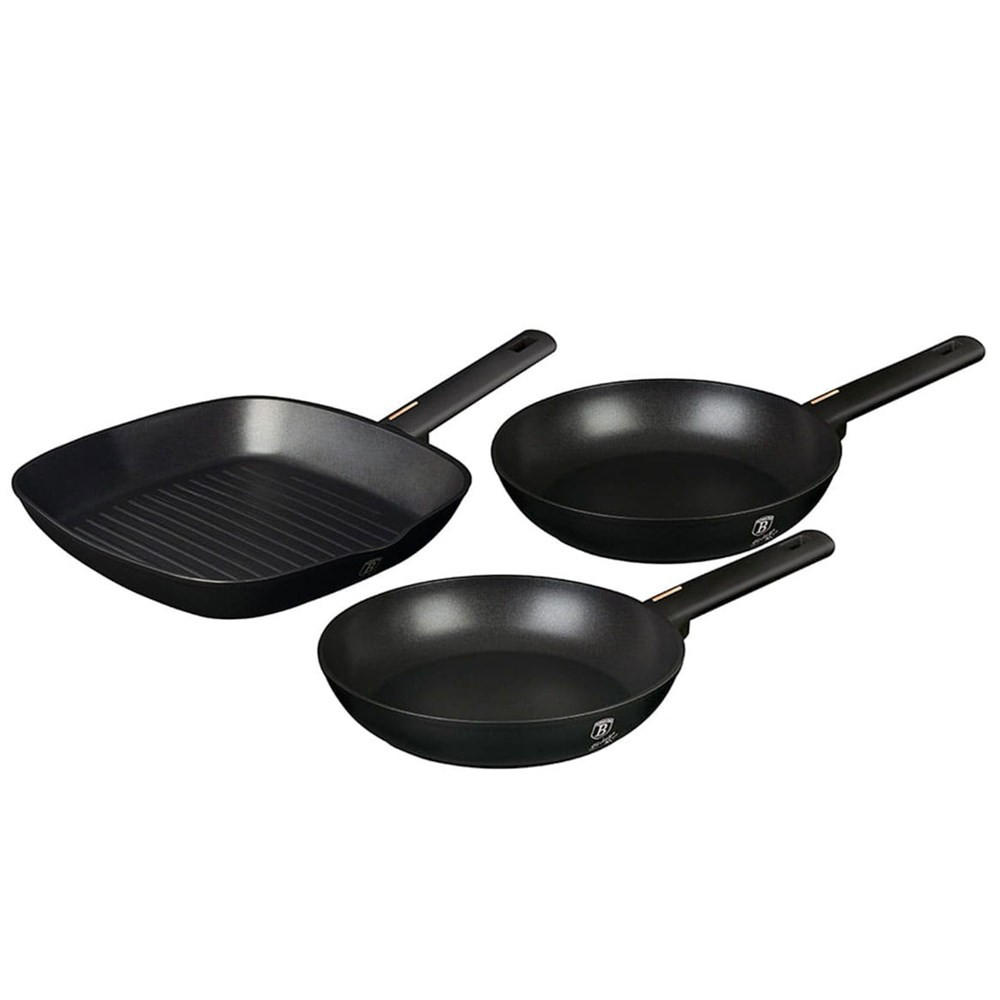 PFANNENSET Schwarz 50/30/20 cm BH7096 - Schwarz, Metall - Berlinger Haus
