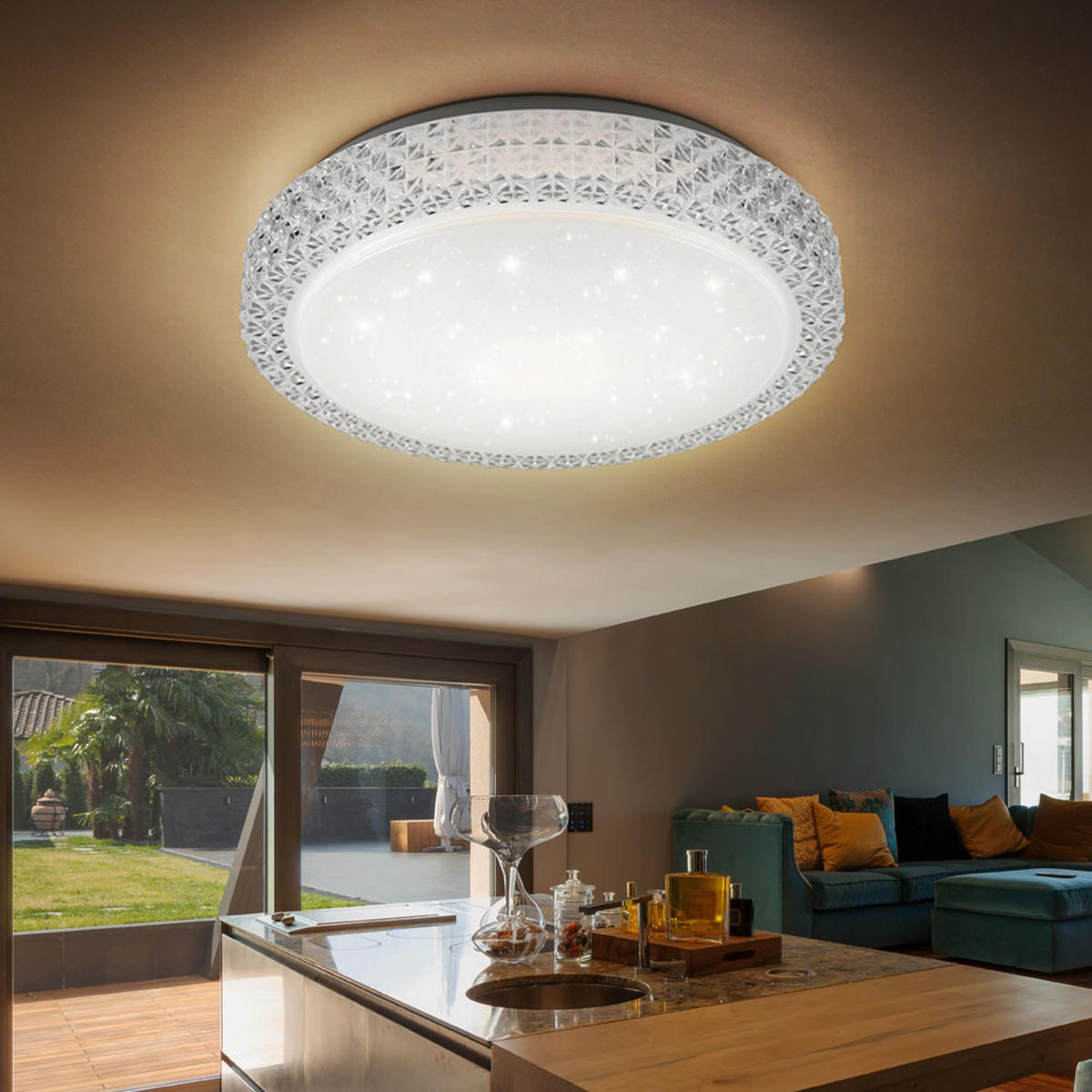 LED DECKENLEUCHTE Weiß Sternenhimmel Effekt - Weiß, Metall (40/40/11cm)