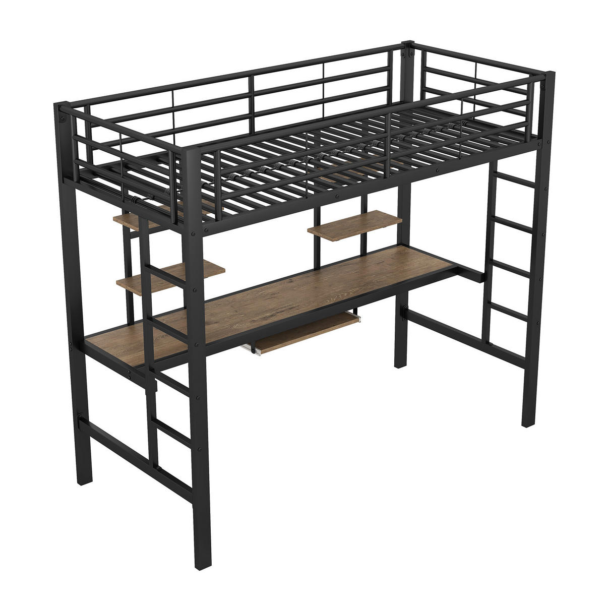 BETT Schwarz 204/95/180 cm - Schwarz, Holzwerkstoff/Metall - Urban Meuble