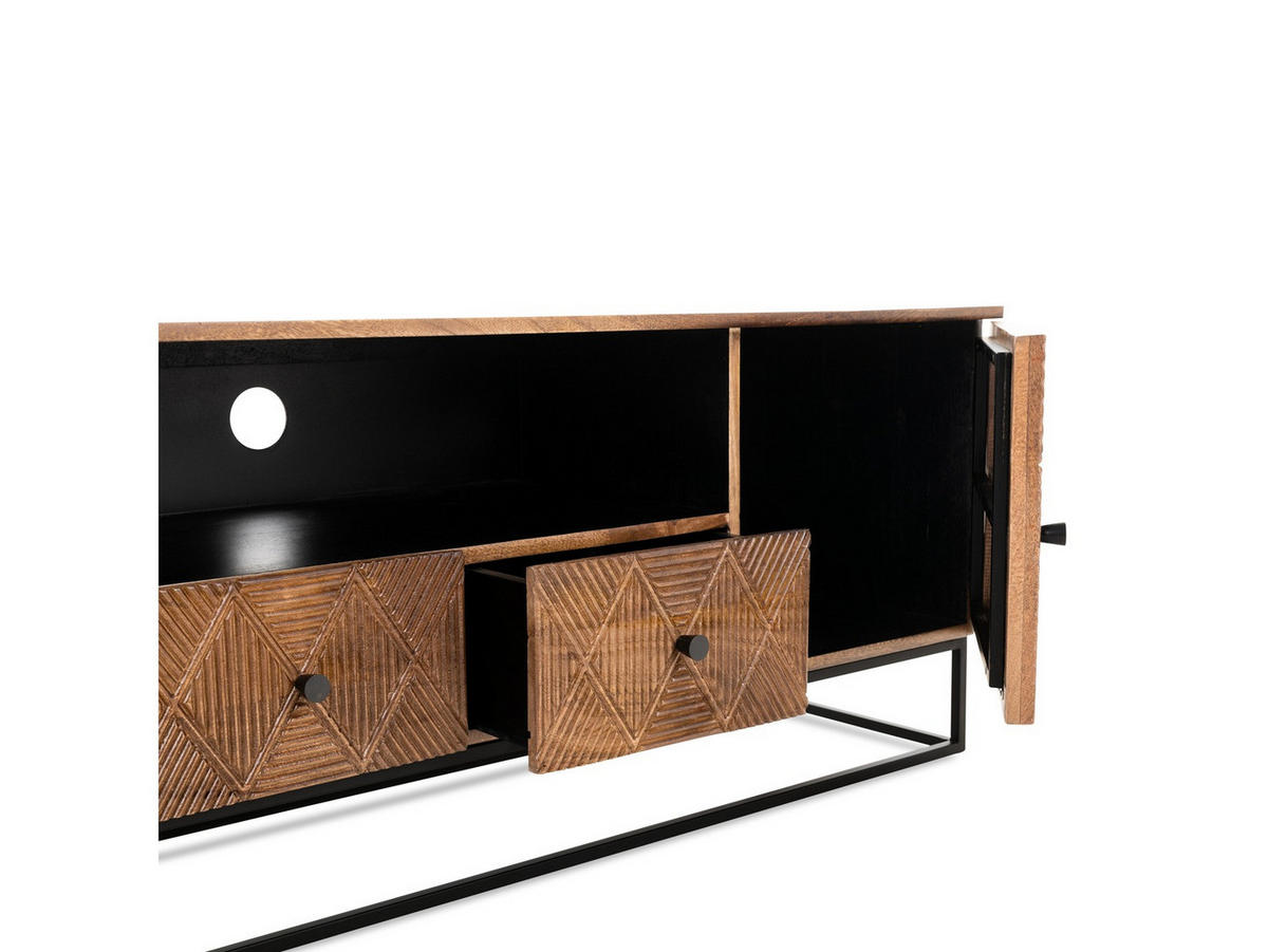 TV Board Jasmin Mangoholz 150 cm / 40 cm Natur - Naturfarben, Holz (150/55/45cm) - Villa Möbel