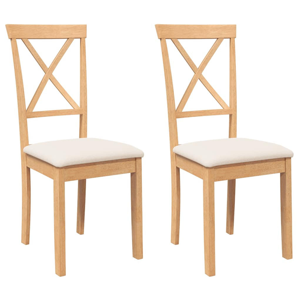 ESSZIMMERSTÜHLE mit Kissen 2 Stk. Massivholz Gummibaum 42.5*53.5*94cm - Braun/Weiß, Holz (42.5/94/53.5cm) - ZMH