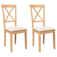 ESSZIMMERSTÜHLE mit Kissen 2 Stk. Massivholz Gummibaum 42.5*53.5*94cm - Braun/Weiß, Holz (42.5/94/53.5cm) - ZMH