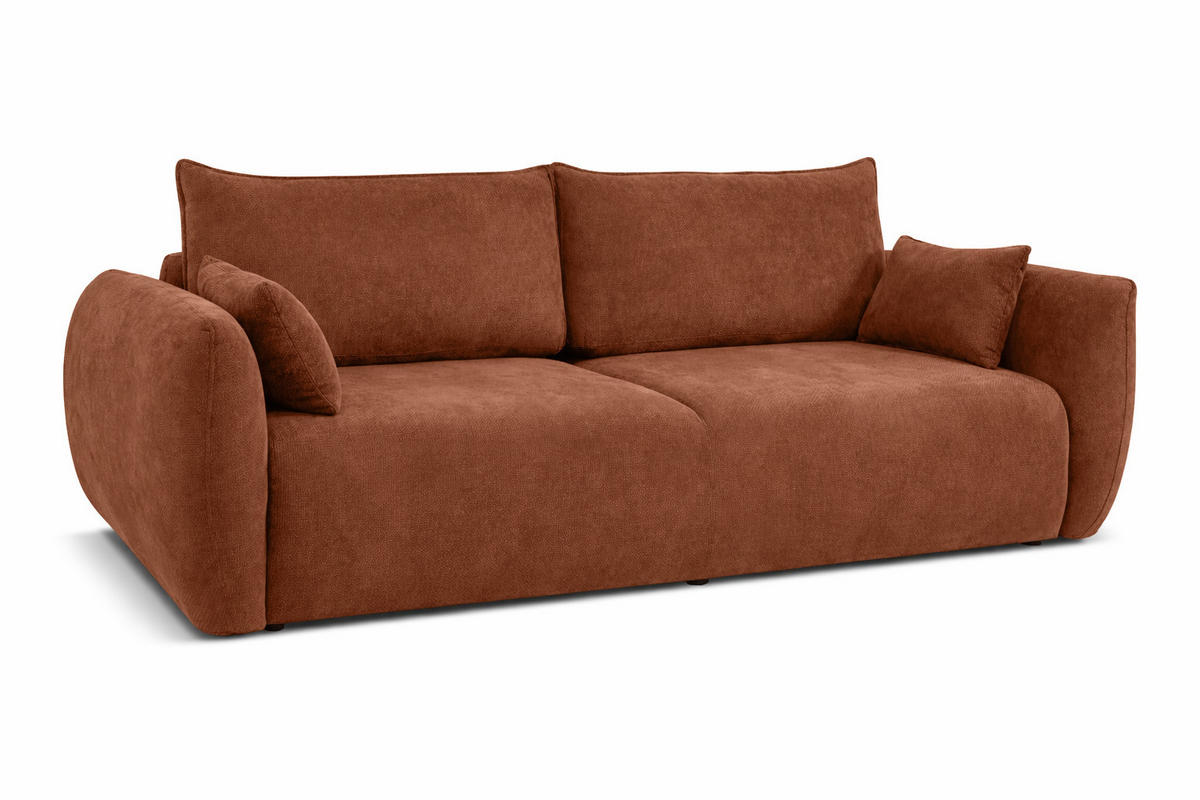 SOFA Mit Schlaffunktion Und Bettkasten, Veloursstoff Salvador, Dunkelbraun, Zephira - Dunkelbraun, Holz (238/87/102cm) - Kaiser Möbel