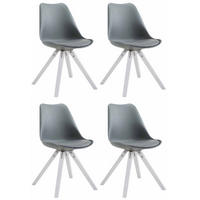 STUHL 4er Set Lederlook grau - Weiß/Grau, Holz/Textil (47.5/83/55.5cm) - CLP