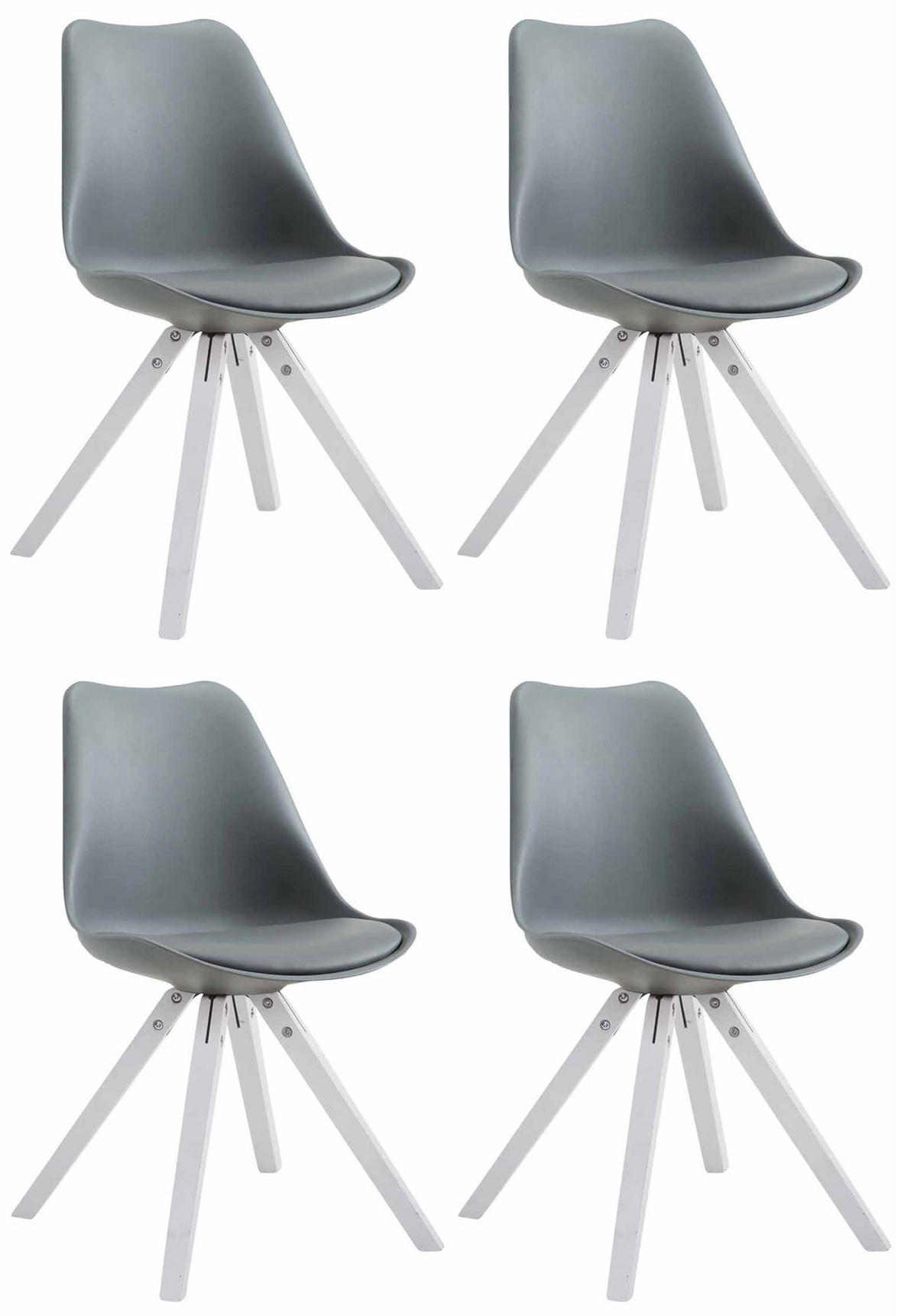 STUHL 4er Set Lederlook grau - Weiß/Grau, Holz/Textil (47.5/83/55.5cm) - CLP