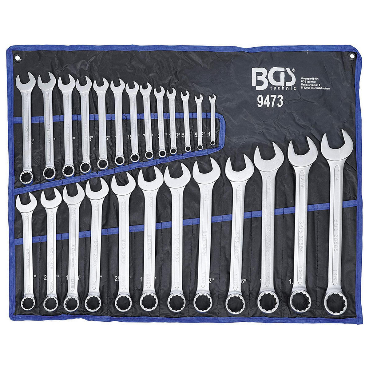 RINGMAULSCHLÜSSEL-SATZ, Zollgrößen, 25-teilig, 1/4"-1.1/4" - Multicolor, Kunststoff (375/175/175cm) - BGS technic