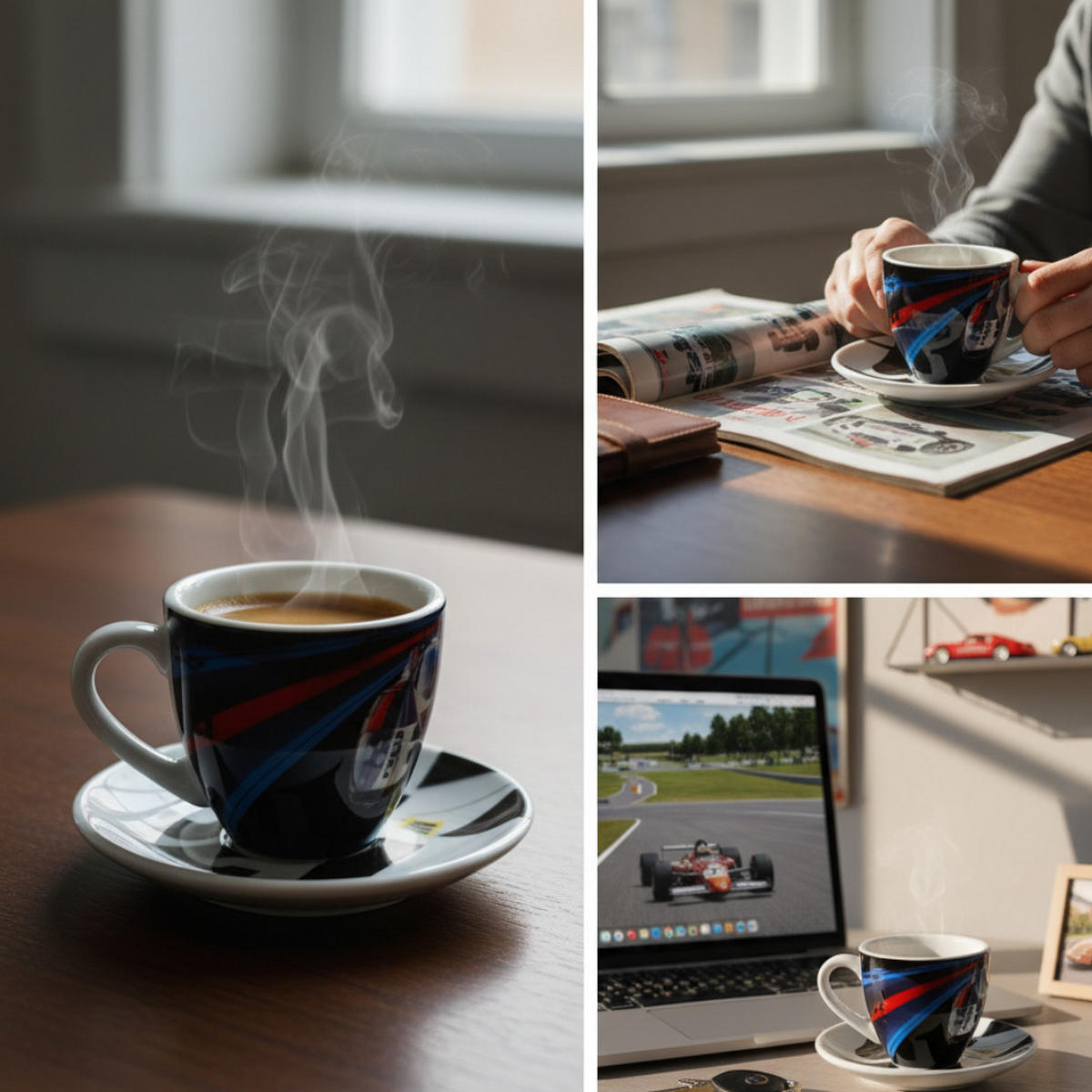 ESPRESSOTASSE 917 Mehrfarbig Keramik mit Unterteller - Multicolor, Keramik (0.09L) - Porsche