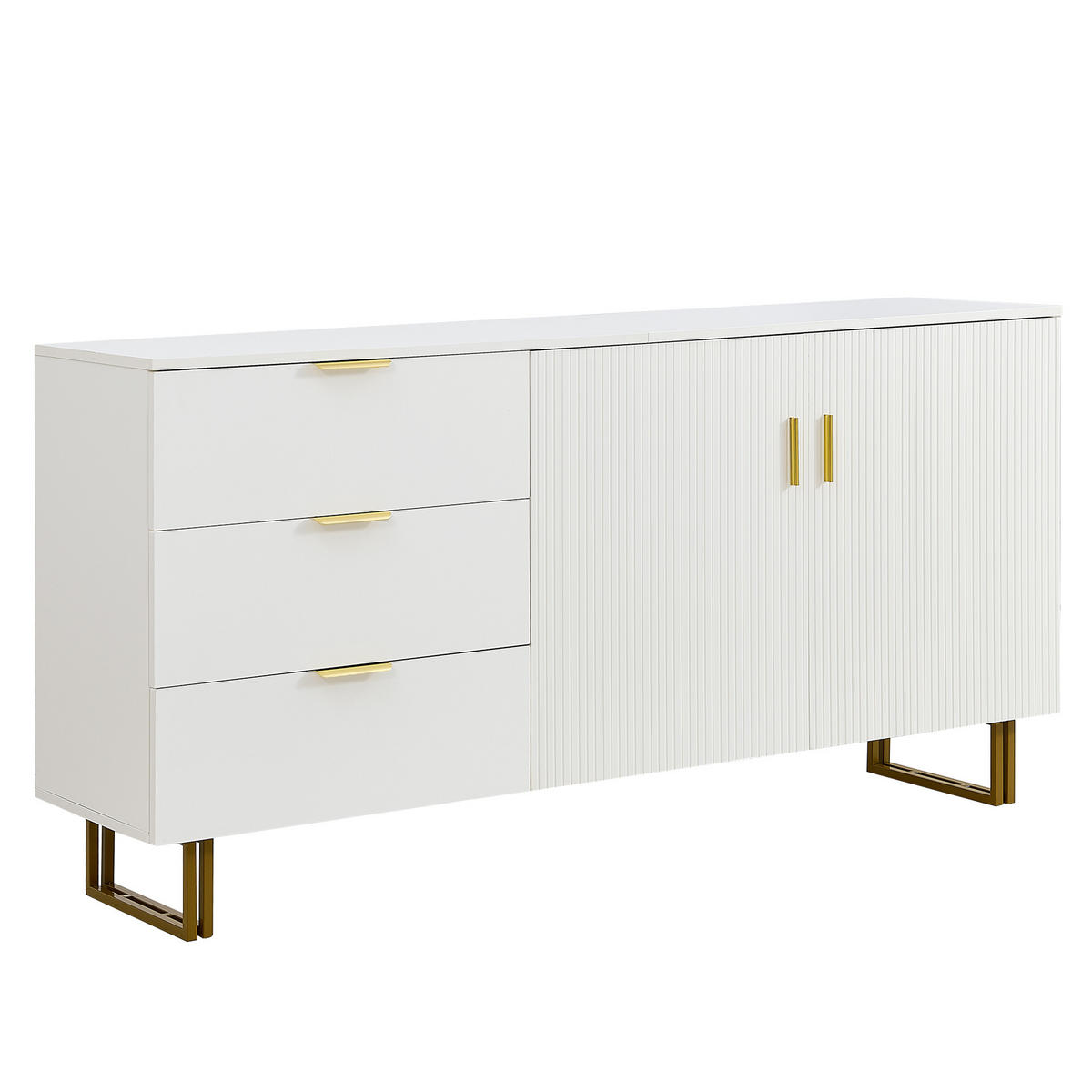 SIDEBOARD Elegante Kommode mit 2 Türen & 3 Schubladen Weiß - Weiß, Holzwerkstoff (160/81.5/40cm) - Urban Meuble