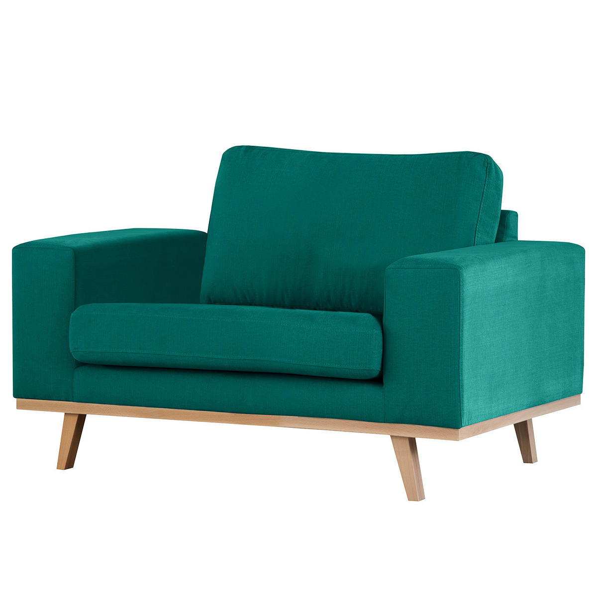 SESSEL - Buchefarben/Petrol, Textil (122/81/88cm) - home24