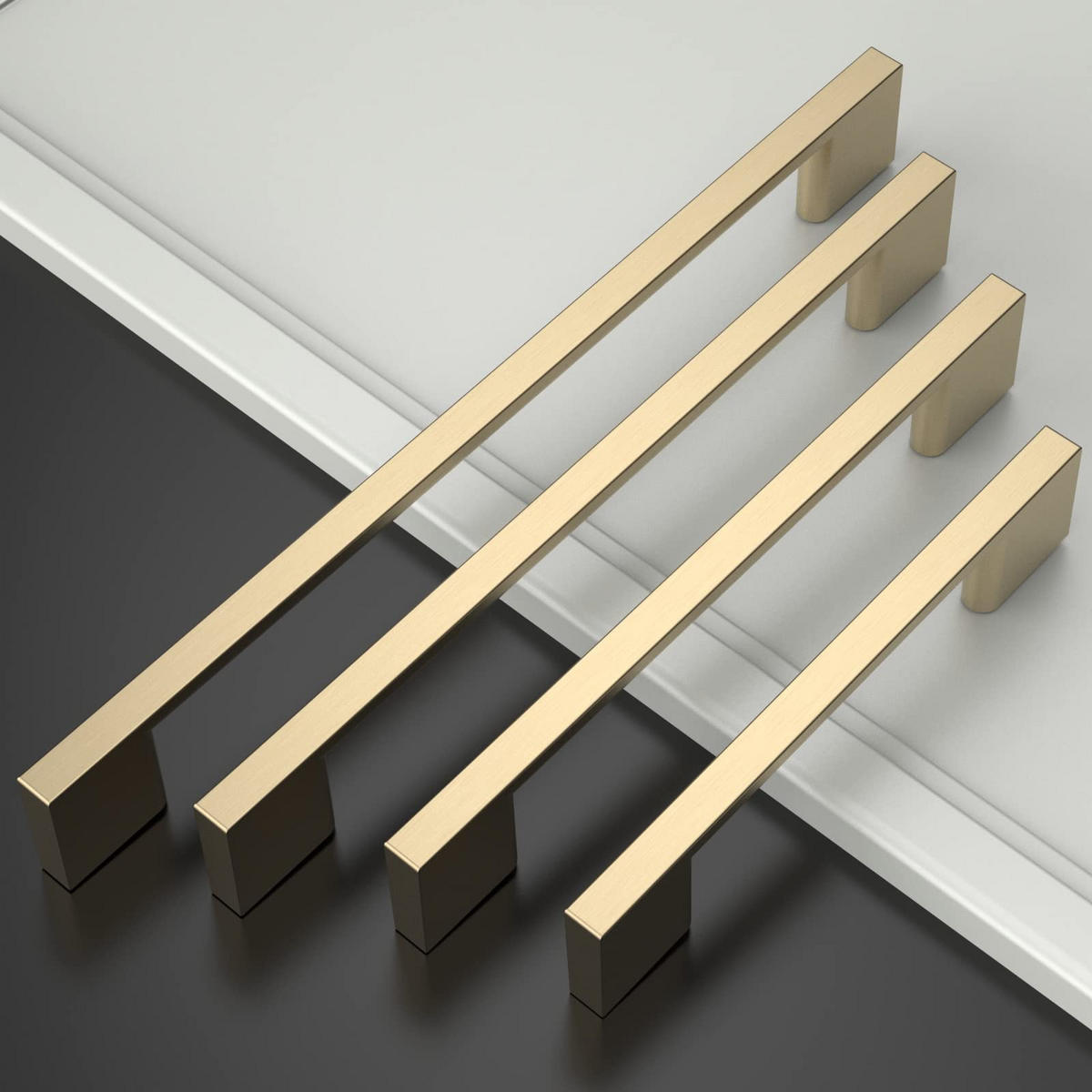 MÖBELGRIFF Gold 6er-Set 192 mm gebürstetes Messing - Silberfarben, Metall (0.9/2.7/2.17cm)