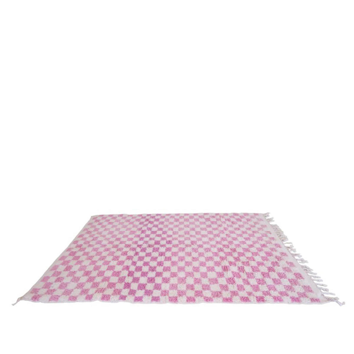 BERBERTEPPICH mit Karomuster aus Wolle 200x 300 cm - Pink, Naturmaterialien (200/300cm) - AFK Living