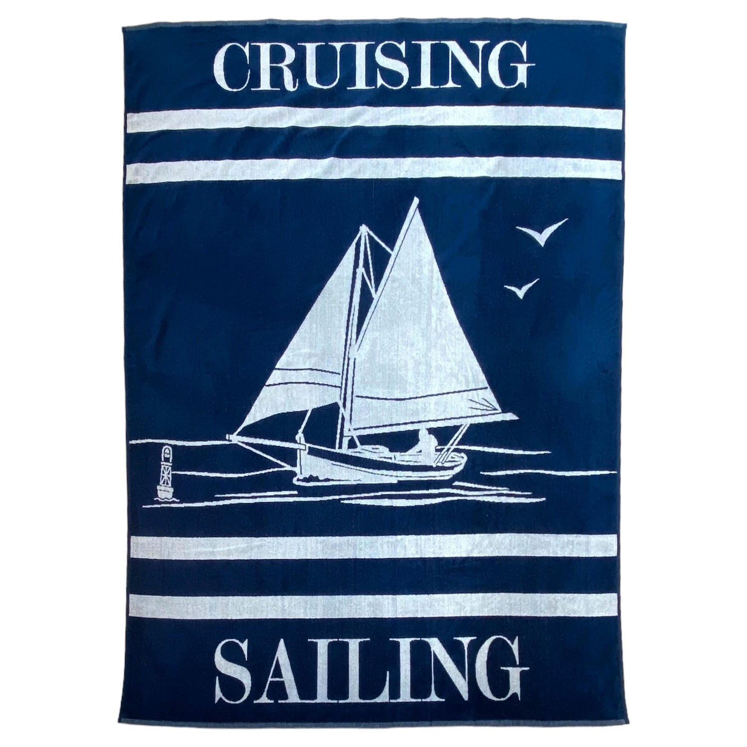 STRANDTUCH Frottee Velours Jacquard Oceanside 140x180 400g/m² - Blau, Textil (140/180cm) - LE COMPTOIR DE LA PLAGE