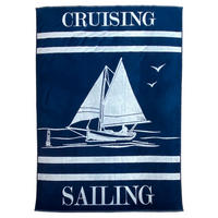 STRANDTUCH Frottee Velours Jacquard Oceanside 140x180 400g/m² - Blau, Textil (140/180cm) - LE COMPTOIR DE LA PLAGE
